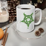 Green Inverted Spotted Pentagram Coffee Mug
