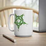 Green Inverted Spotted Pentagram Coffee Mug