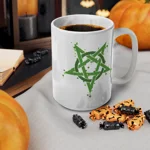 Green Inverted Spotted Pentagram Coffee Mug