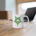 Green Inverted Spotted Pentagram Coffee Mug