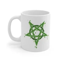 Green Inverted Spotted Pentagram Coffee Mug