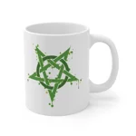 Green Inverted Spotted Pentagram Coffee Mug