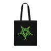 Green Inverted Spotted Pentagram Cotton Shopping Tote Bag