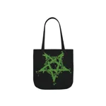 Green Inverted Spotted Pentagram Shoulder Tote Bag