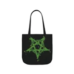 Green Inverted Spotted Pentagram Shoulder Tote Bag