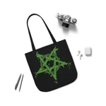 Green Inverted Spotted Pentagram Shoulder Tote Bag