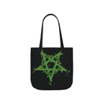 Green Inverted Spotted Pentagram Shoulder Tote Bag
