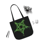 Green Inverted Spotted Pentagram Shoulder Tote Bag