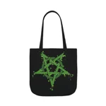 Green Inverted Spotted Pentagram Shoulder Tote Bag