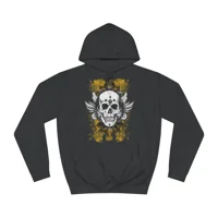 Vintage Grunge Skull Wings Yellow Lace Graffiti Hoodie