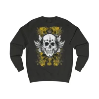 Vintage Grunge Skull Wings Yellow Lace Graffiti Sweatshirt
