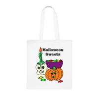 Halloween Sweets Skull Pumpkin Trick Or Treat Cotton Tote Shopping Bag
