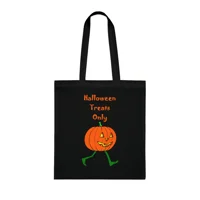 Halloween Treats Only Pumpkin Walking Trick Or Treat Cotton Tote Shopping Bag
