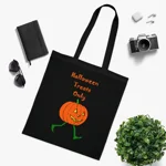Halloween Treats Only Pumpkin Walking Trick Or Treat Cotton Tote Shopping Bag