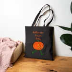 Halloween Treats Only Pumpkin Walking Trick Or Treat Cotton Tote Shopping Bag