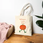 Halloween Treats Only Pumpkin Walking Trick Or Treat Cotton Tote Shopping Bag