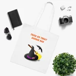 Halloween Trick Or Treat Goodie Bag Witches Hat Broom Cotton Tote Shopping Bag