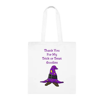 Halloween Trick or Treat Shy Wizard Cotton Tote Shopping Bag