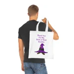 Halloween Trick or Treat Shy Wizard Cotton Tote Shopping Bag