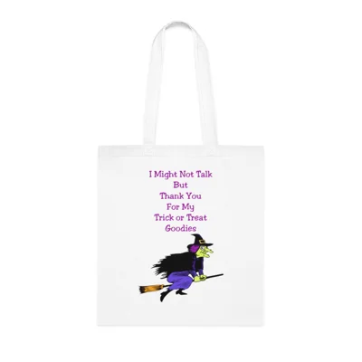 Halloween Trick or Treat Witch Autism Shy Introvert Cotton Tote Shopping Bag