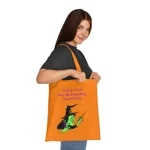 Halloween Trick Or Treat Witch Funny Quote Cotton Tote Shopping Bag