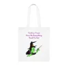 Halloween Trick Or Treat Witch Funny Quote Cotton Tote Shopping Bag
