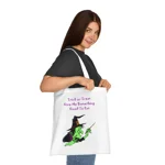 Halloween Trick Or Treat Witch Funny Quote Cotton Tote Shopping Bag