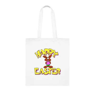 Happy Easter Funny Cool Funky Brown Bunny Cotton Shopping Tote Bag