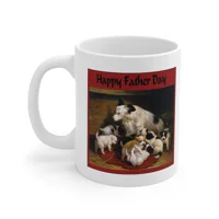 Happy Father's Day Sheepdog and Puppies Coffee Mug