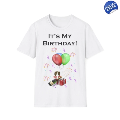 It's My Birthday Balloons And Wine Adult T-Shirt It's My Birthday Balloons And Wine Adult T-Shirt
