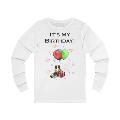 It's My Birthday Balloons And Wine Adult Long Sleeve T-Shirt
