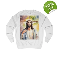 Jesus Christ Cross Watercolor Portrait Painting Sweatshirt