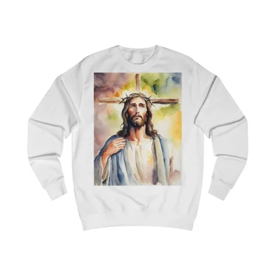 Jesus Cross Watercolour Portrait Painting Sweatshirt