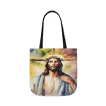 Jesus Cross Watercolour Portrait Painting Shoulder Tote Bag