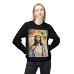 Jesus Christ Cross Watercolor Portrait Painting Sweatshirt