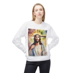 Jesus Christ Cross Watercolor Portrait Painting Sweatshirt