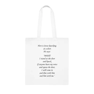 Jesus knocks On The Door Bible Verse Cotton Shopping Tote Bag