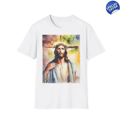 Jesus Christ Cross Watercolour Portrait Painting T-Shirt Jesus Christ Cross Watercolour Portrait Painting T-Shirt