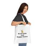 Keep Calm And Happy Easter Bunny Cotton Shopping Tote Bag