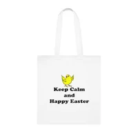 Keep Calm And Happy Easter Chick Cotton Shopping Tote Bag