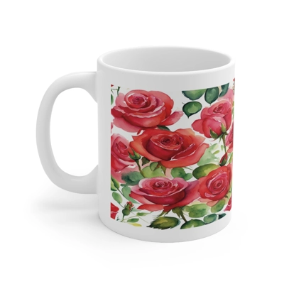 Large Pink Roses Watercolour Pattern Coffee Mug