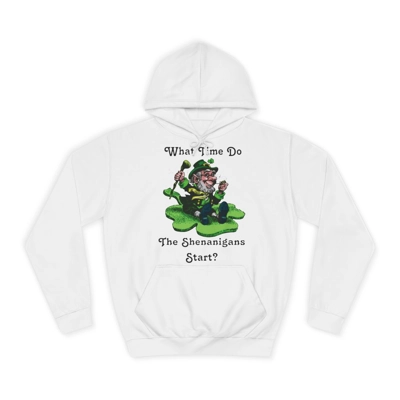 Leprechaun on Shamrock What Time Do The Shenanigans Start Hoodie