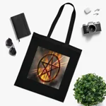 Magic Burning Pentagram Witches Pentacle Cotton Shopping Tote Bag