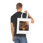 Magic Burning Pentagram Witches Pentacle Cotton Shopping Tote Bag