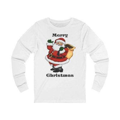 Merry Christmas Santa Claus Jolly Cartoon Long Sleeve T-Shirt