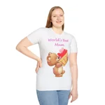 World's Best Mum Teddy And A Basket Of Hearts Cotton T-Shirt