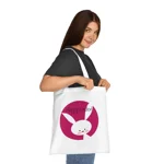 Pink Happy Easter Bunny Cotton Shopping Tote Bag