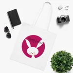 Pink Happy Easter Bunny Cotton Shopping Tote Bag