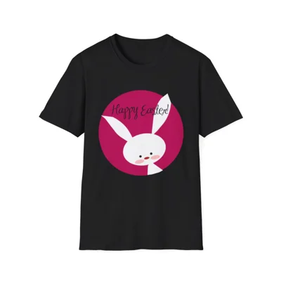 Pink Happy Easter Bunny Cotton T-Shirt