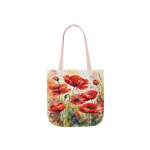 Poppy Red Large Watercolour Flowers Shoulder Tote Bag